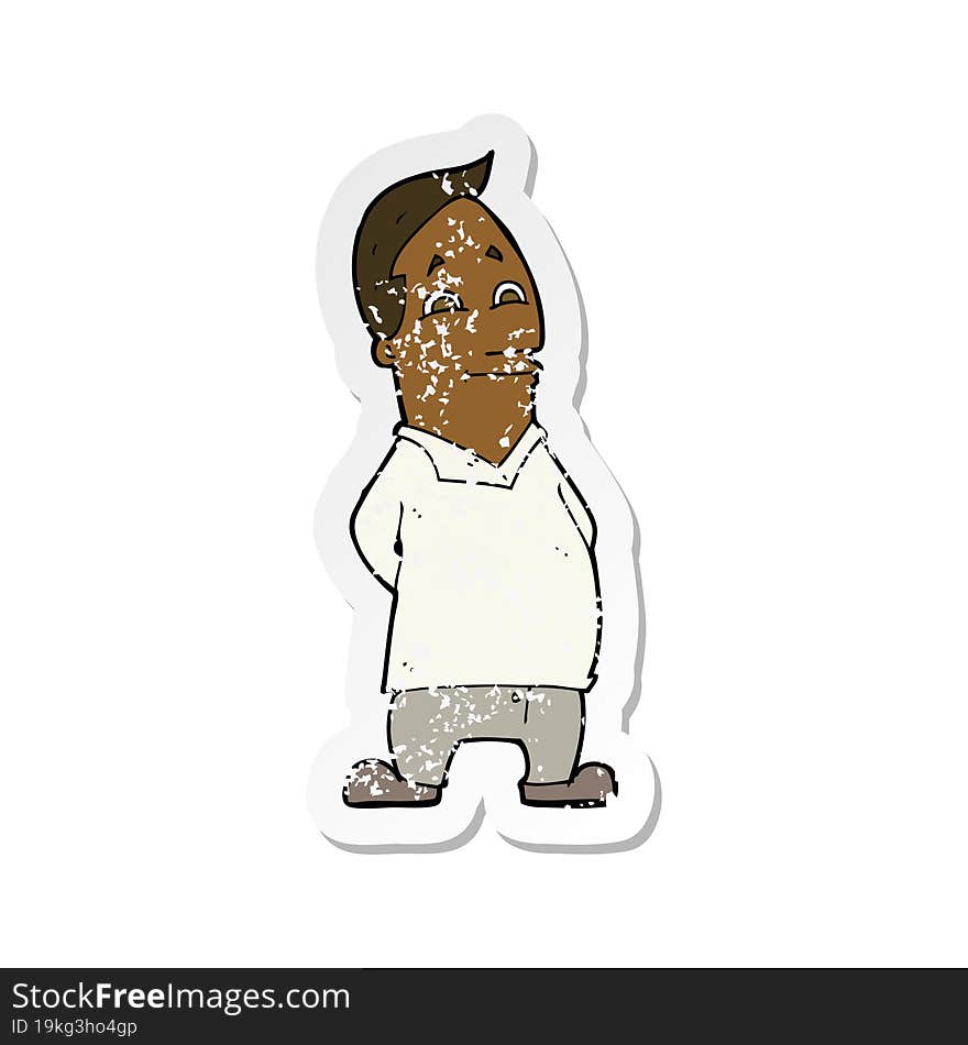 retro distressed sticker of a cartoon friendly man