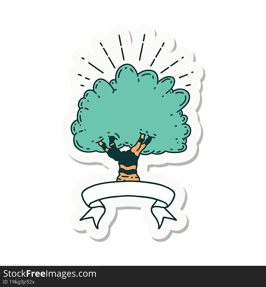 sticker of a tattoo style tree