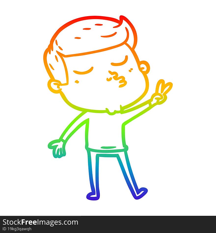 rainbow gradient line drawing cartoon model guy pouting