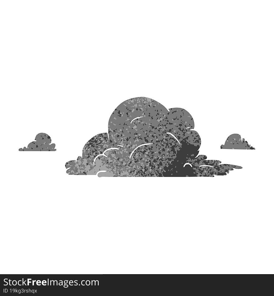 retro cartoon doodle of white large clouds