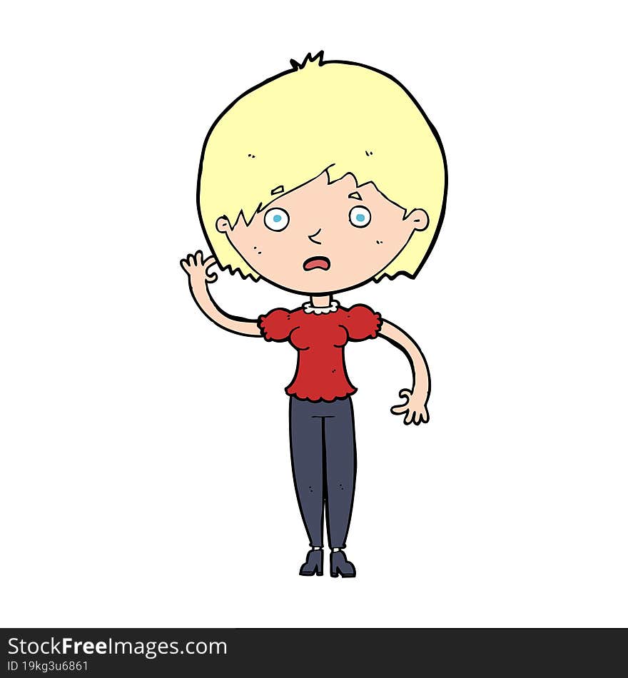 cartoon waving woman