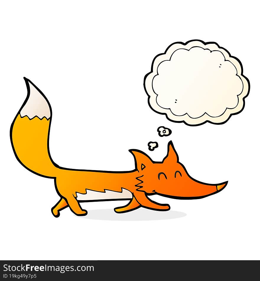 cartoon little fox with thought bubble