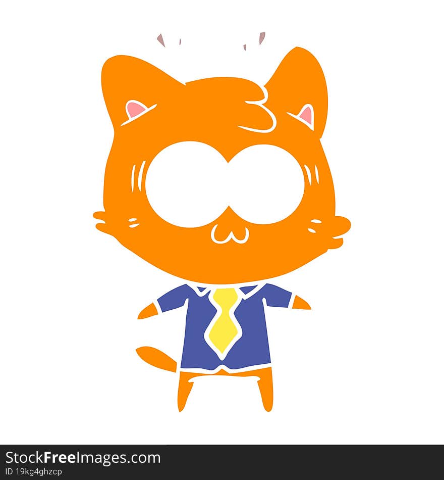 flat color style cartoon surprised cat