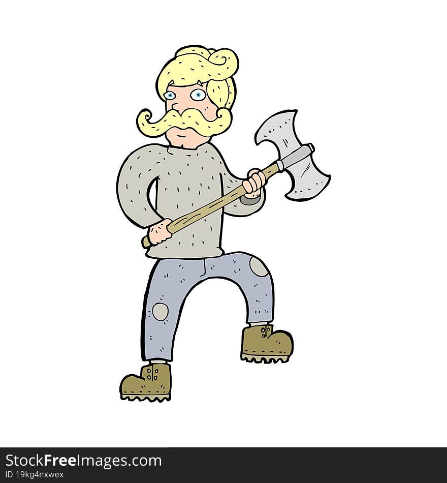 cartoon man with axe