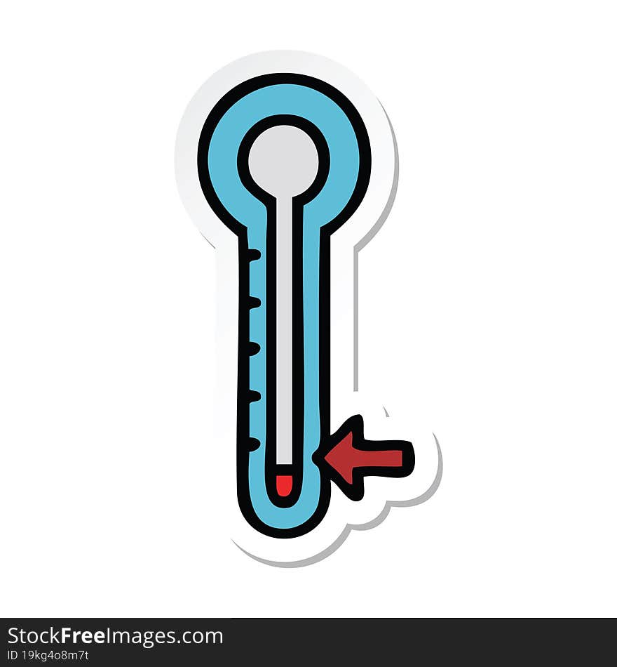 sticker of a cute cartoon glass thermometer