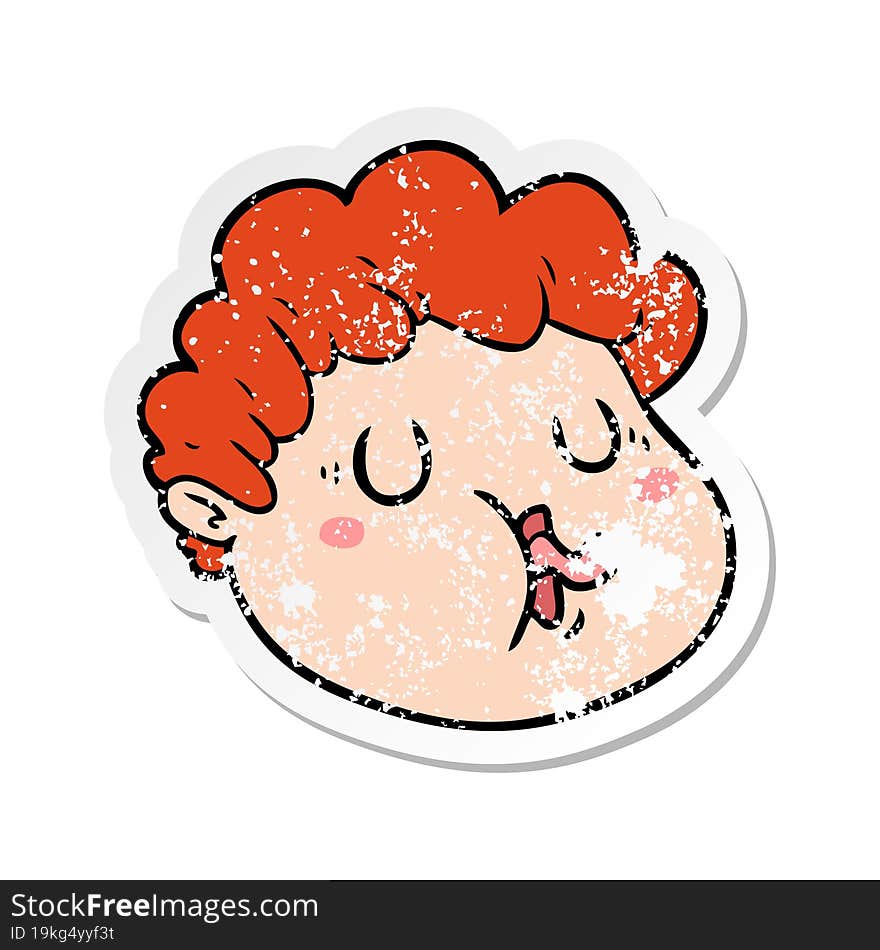 distressed sticker of a cartoon male face