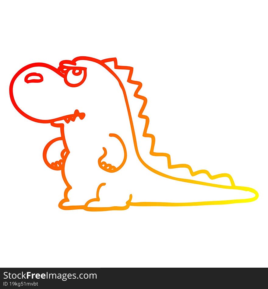 warm gradient line drawing cartoon annoyed dinosaur