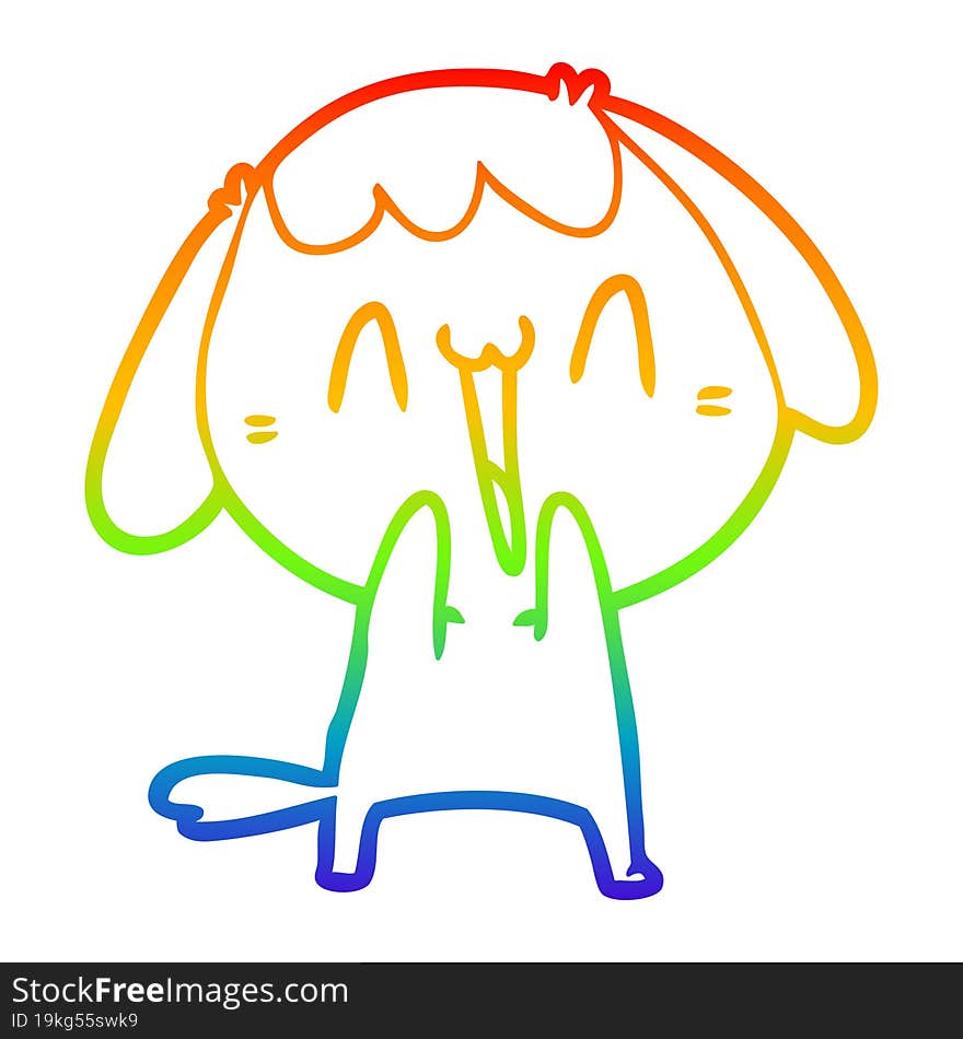 Rainbow Gradient Line Drawing Cute Cartoon Dog