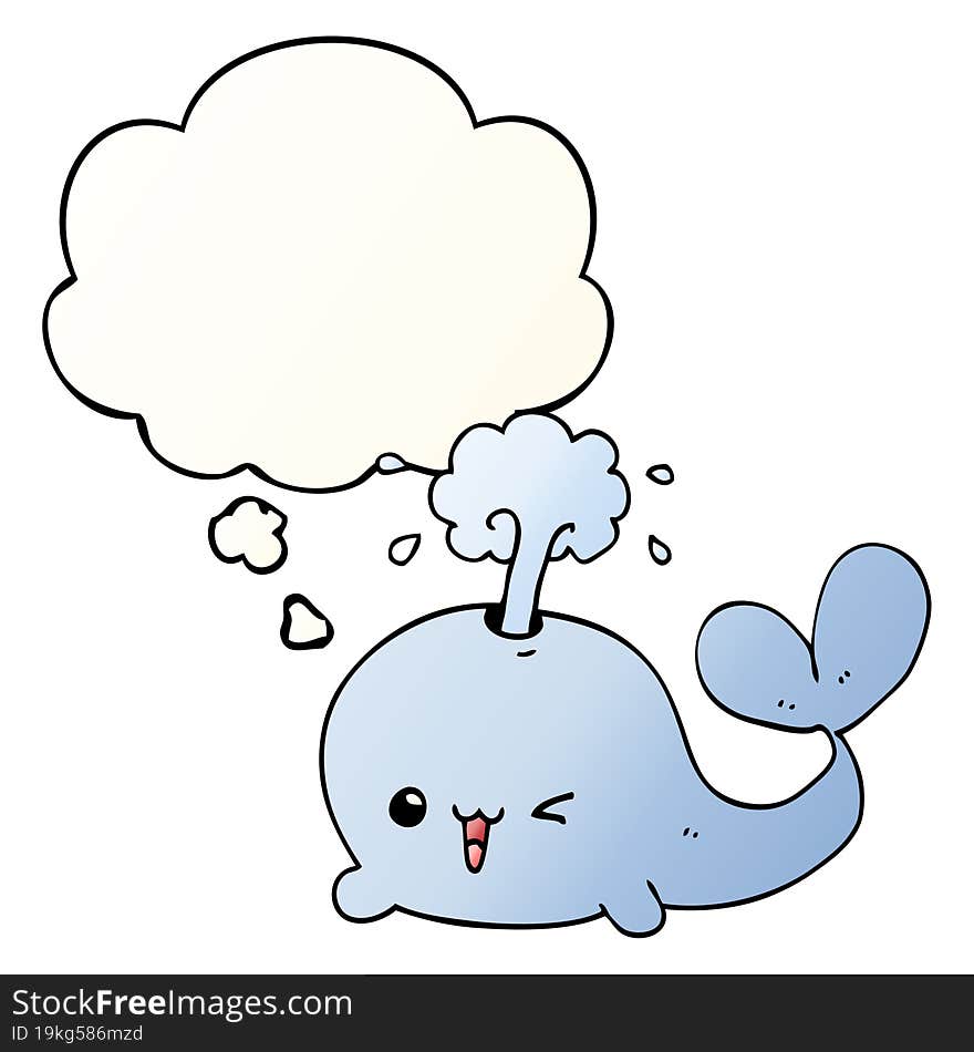 cartoon whale and thought bubble in smooth gradient style