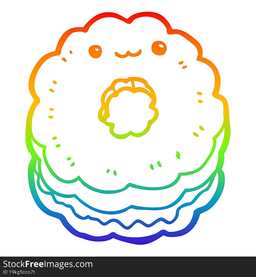 rainbow gradient line drawing cartoon biscuit