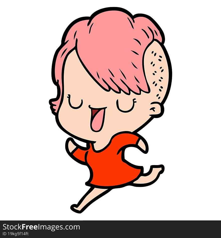 cute cartoon girl with hipster haircut. cute cartoon girl with hipster haircut