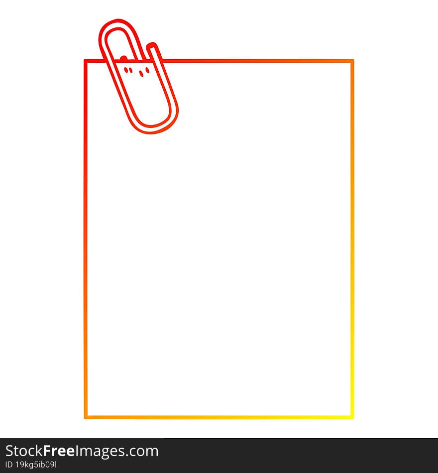 warm gradient line drawing cartoon paper with paperclip