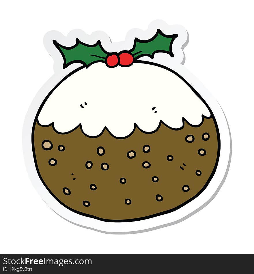 sticker of a cartoon christmas pudding