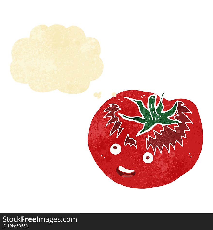 cartoon tomato with thought bubble