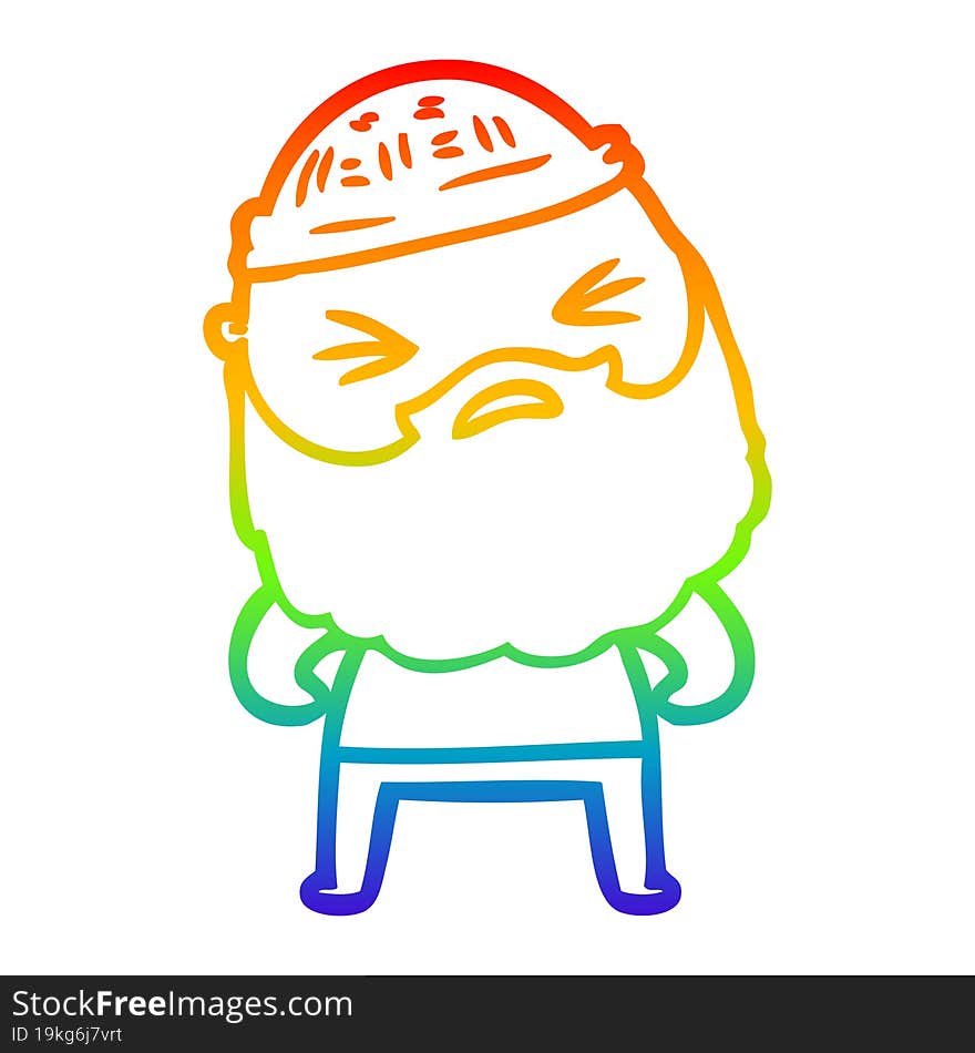 rainbow gradient line drawing of a cartoon man with beard