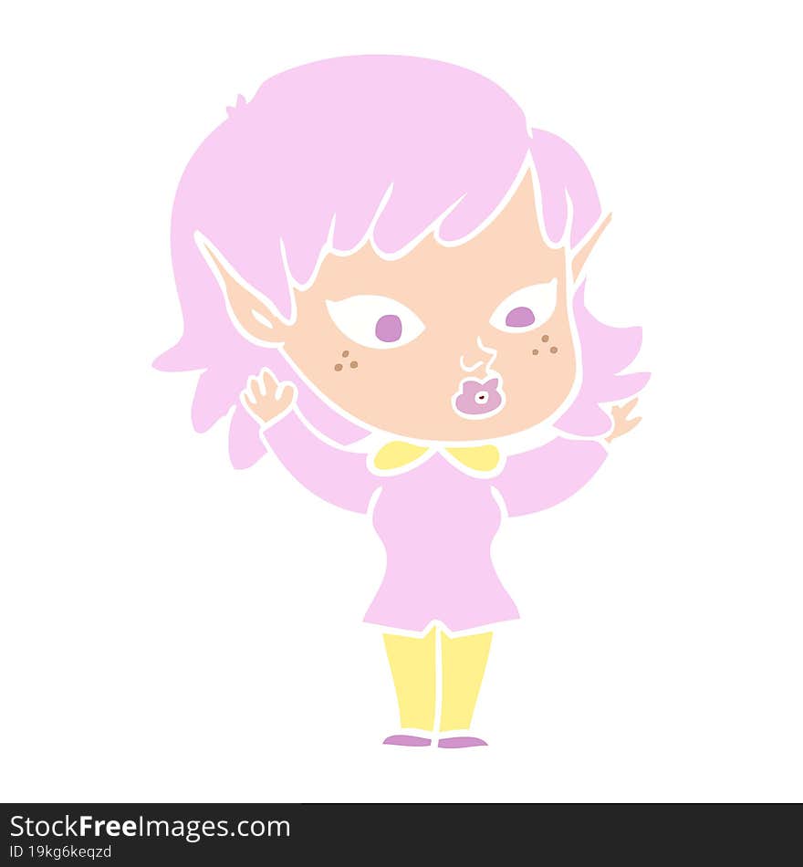 pretty flat color style cartoon elf girl