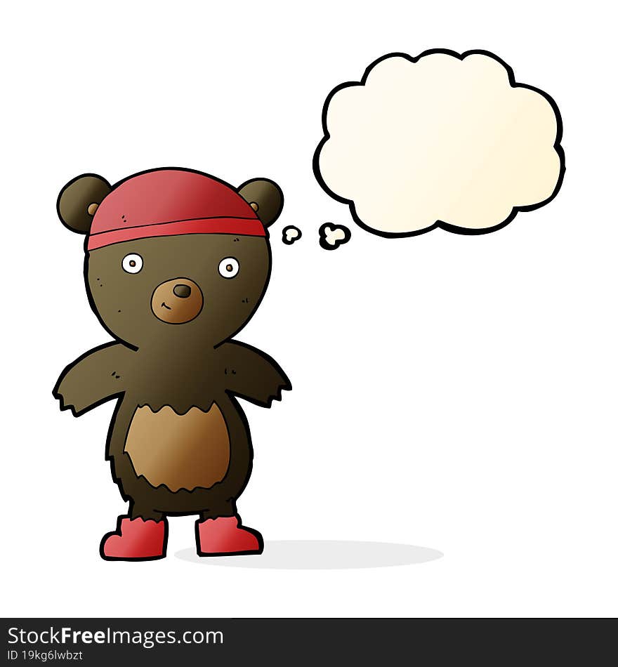 cartoon cute black bear with thought bubble