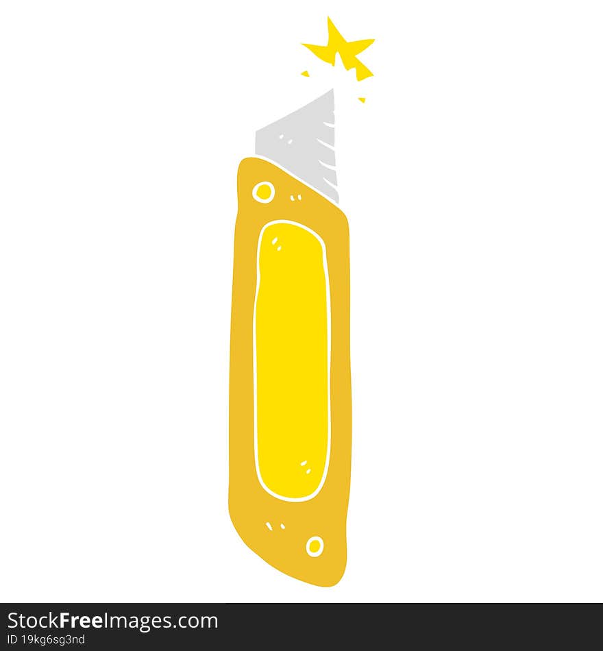 Flat Color Illustration Of A Cartoon Construction Knife