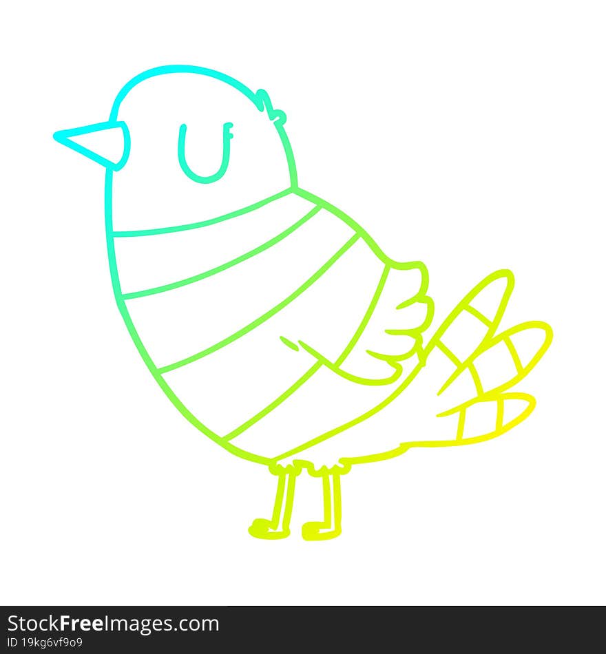 Cold Gradient Line Drawing Cartoon Bird