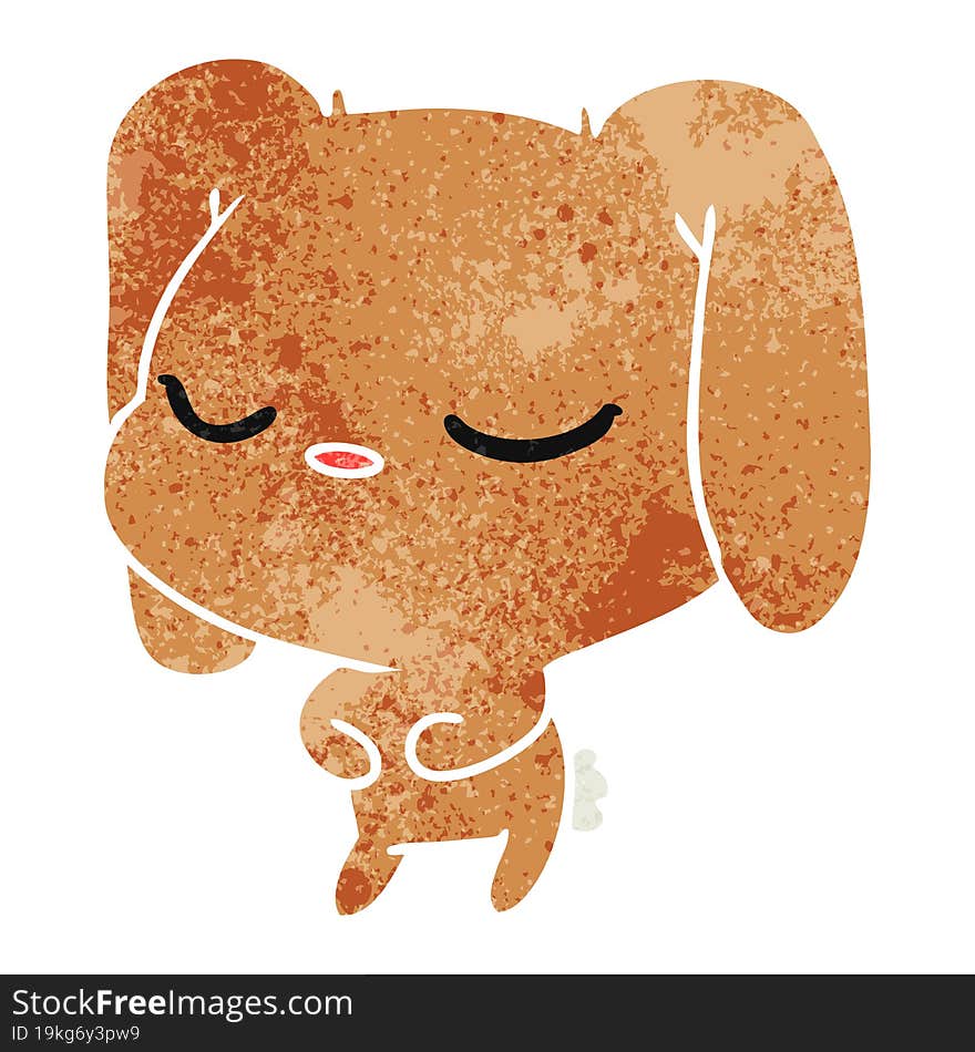 Retro Cartoon Of Cute Kawaii Bunny