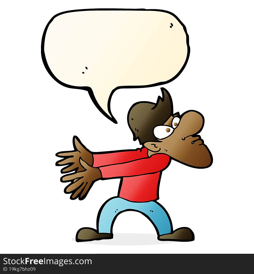 cartoon annoyed man gesturing with speech bubble