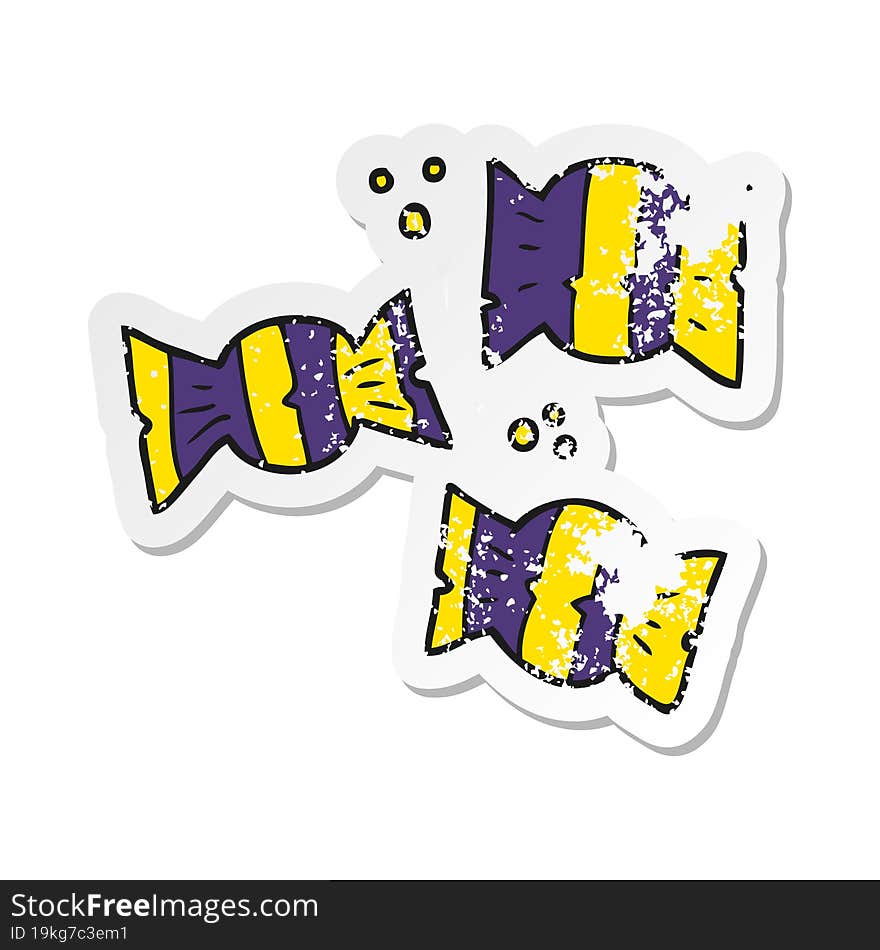 Retro Distressed Sticker Of A Cartoon Halloween Candy