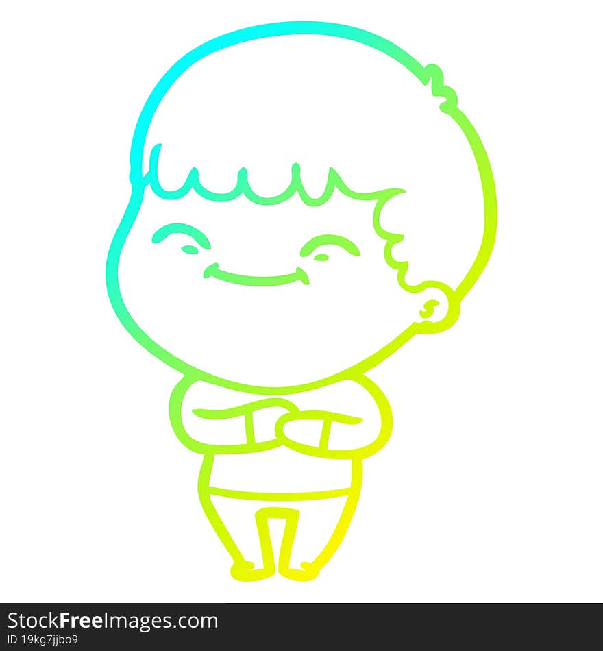 cold gradient line drawing cartoon happy boy