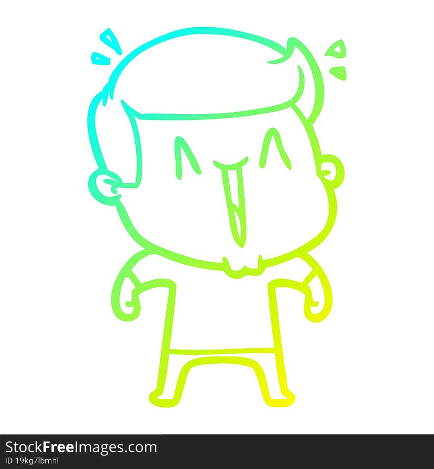 cold gradient line drawing cartoon excited man