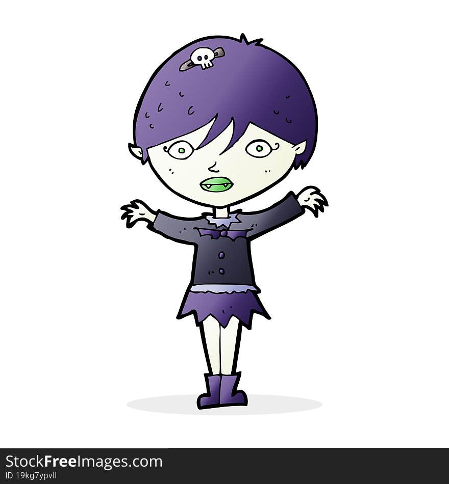 Cartoon Waving Vampire Girl