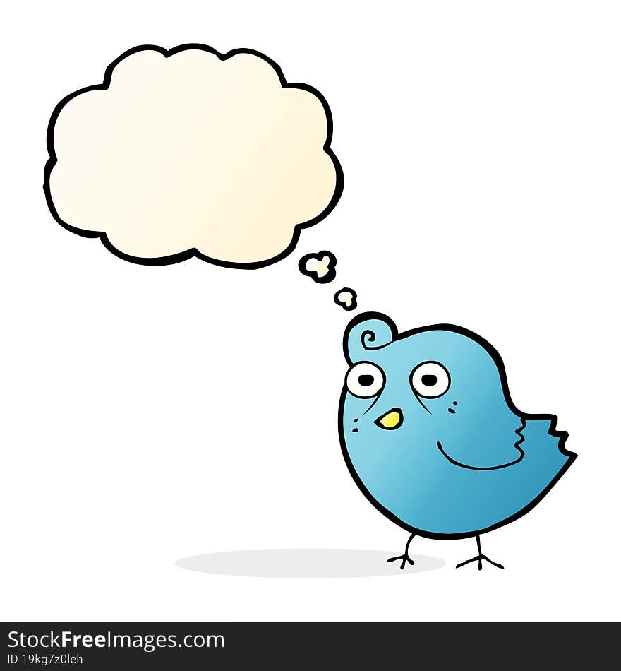 funny cartoon bird with thought bubble