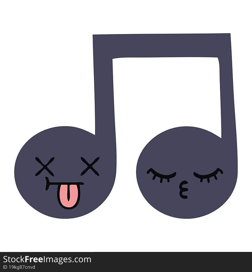 flat color retro cartoon musical note