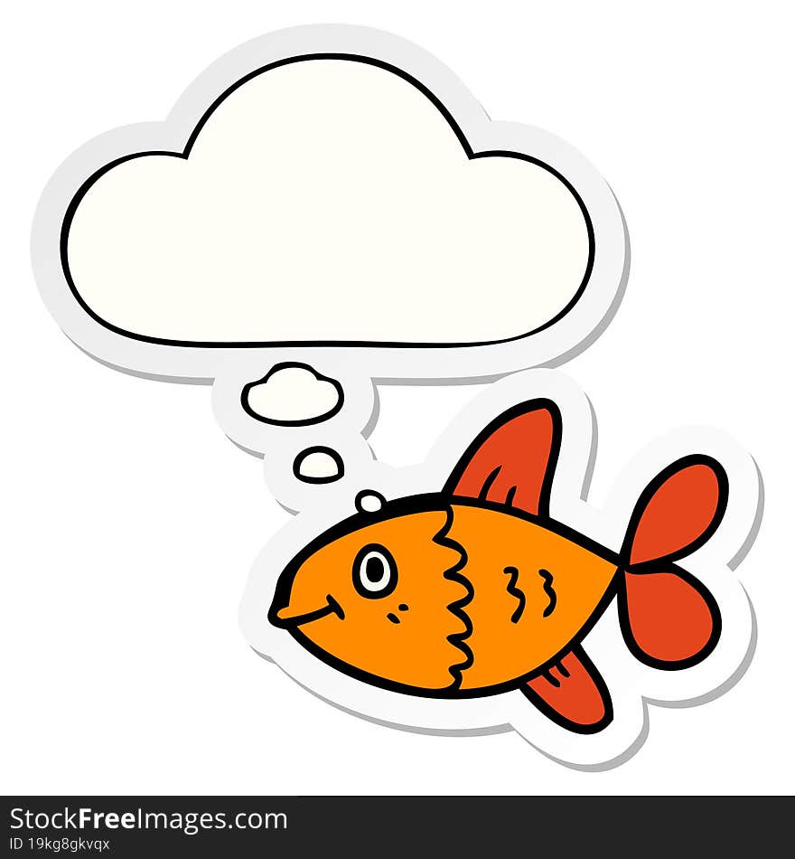 cartoon fish and thought bubble as a printed sticker