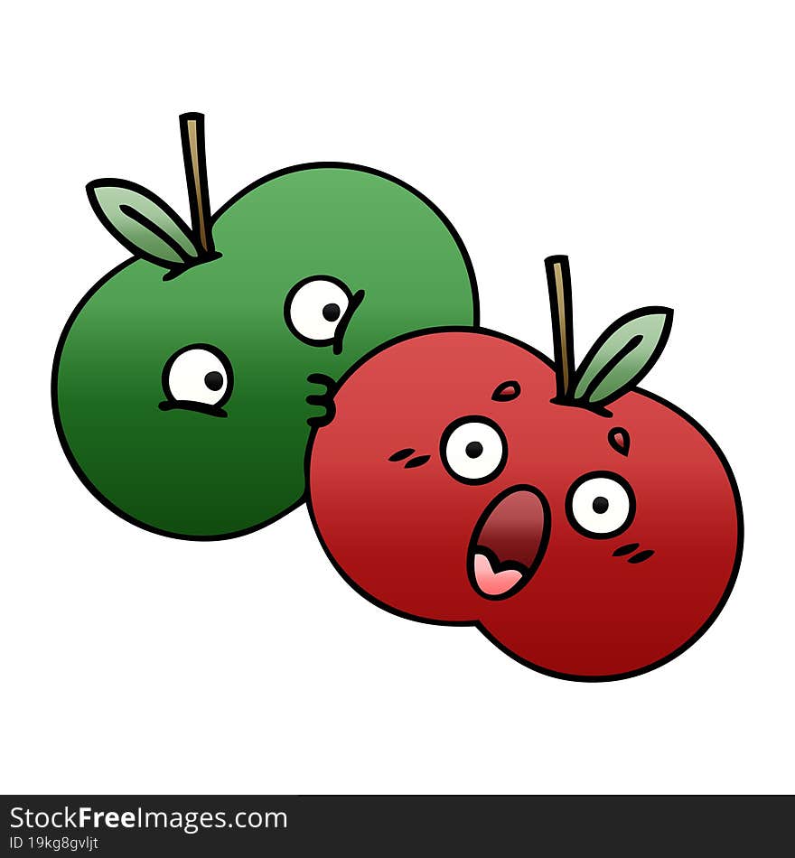 Gradient Shaded Cartoon Pair Of Apples