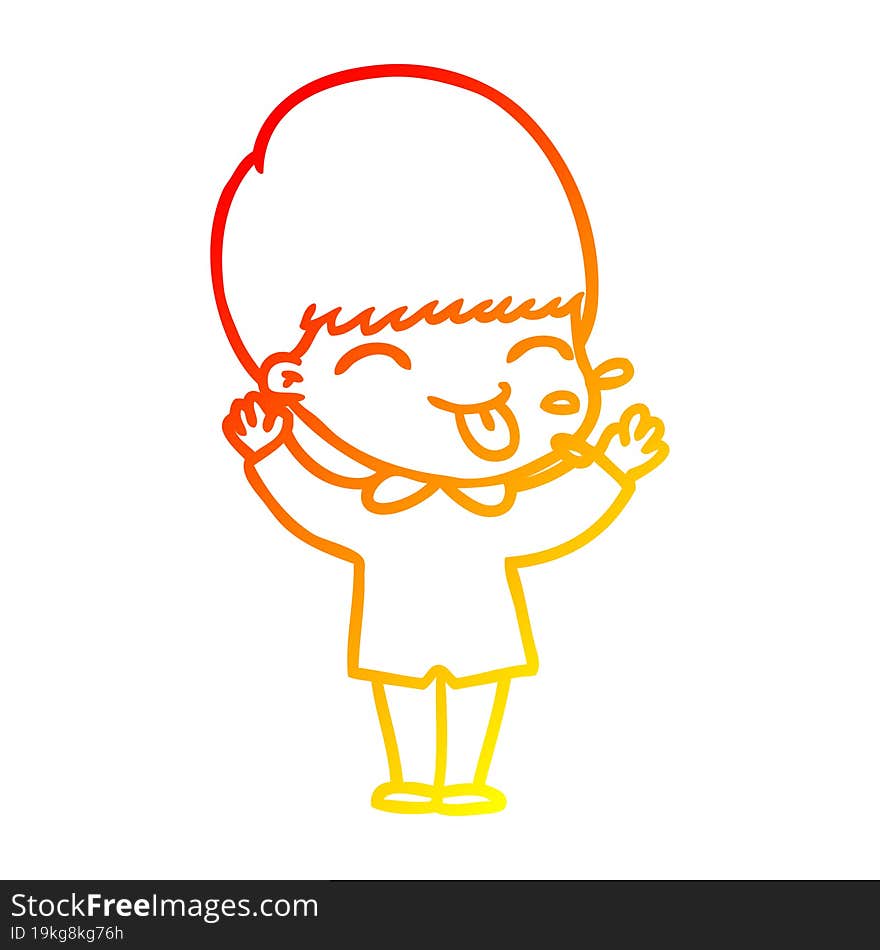 warm gradient line drawing cartoon funny boy