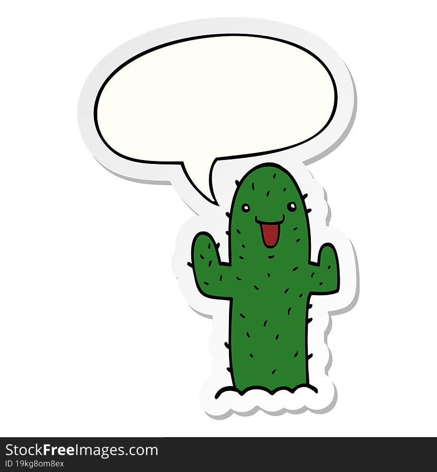 cartoon cactus and speech bubble sticker