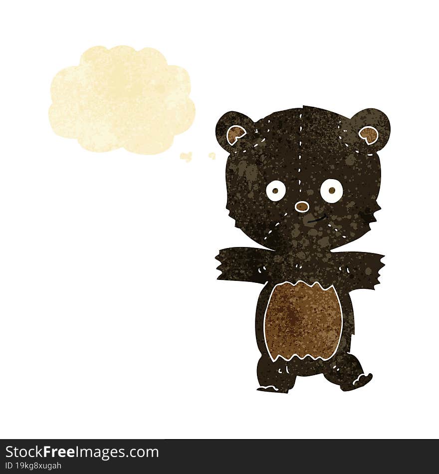 Cute Cartoon Black Bear With Thought Bubble