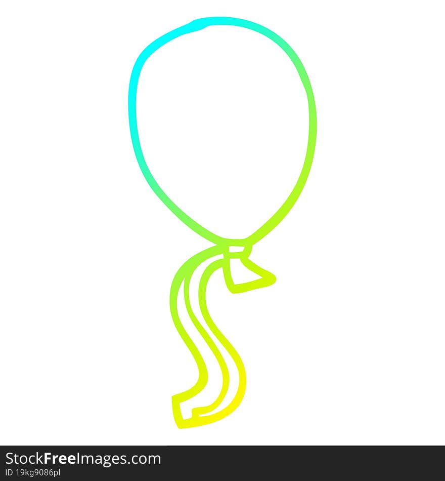 cold gradient line drawing cartoon ballon with string