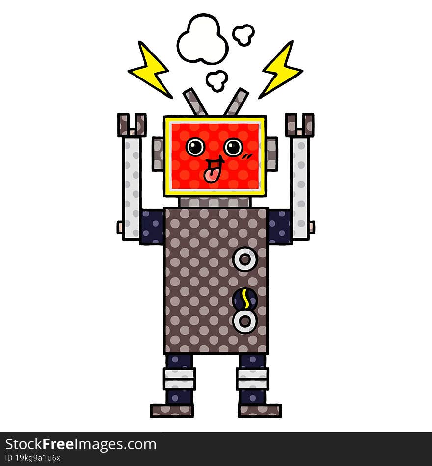 comic book style cartoon of a robot