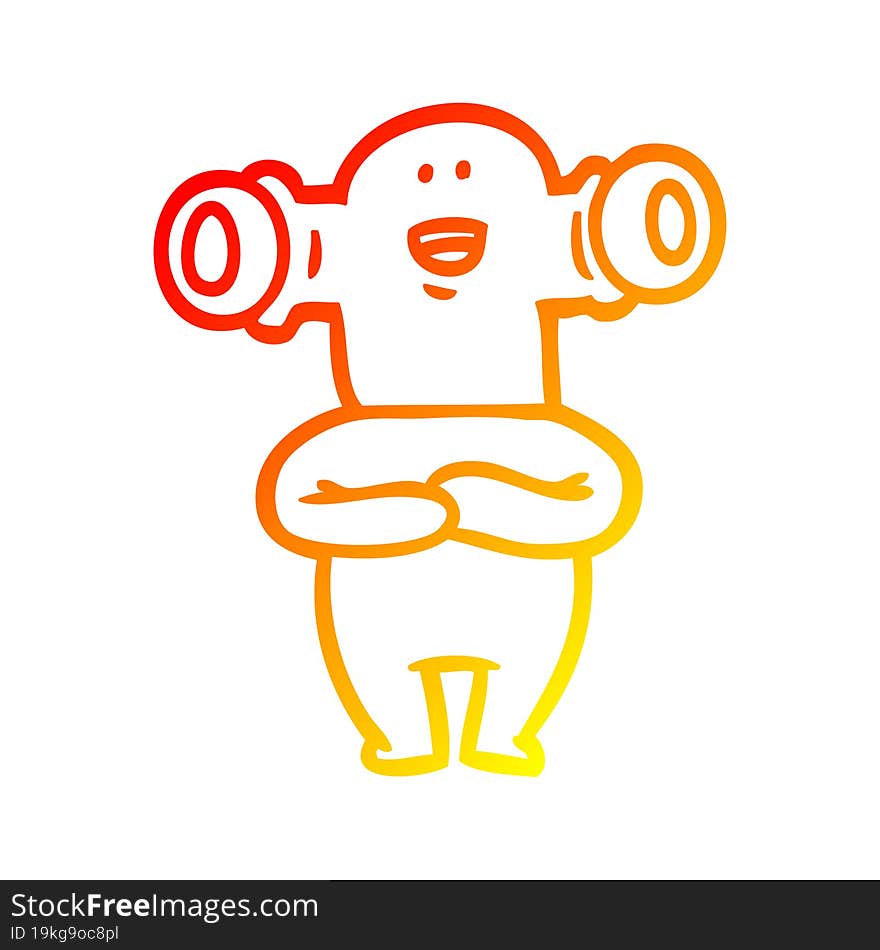 Warm Gradient Line Drawing Friendly Cartoon Alien