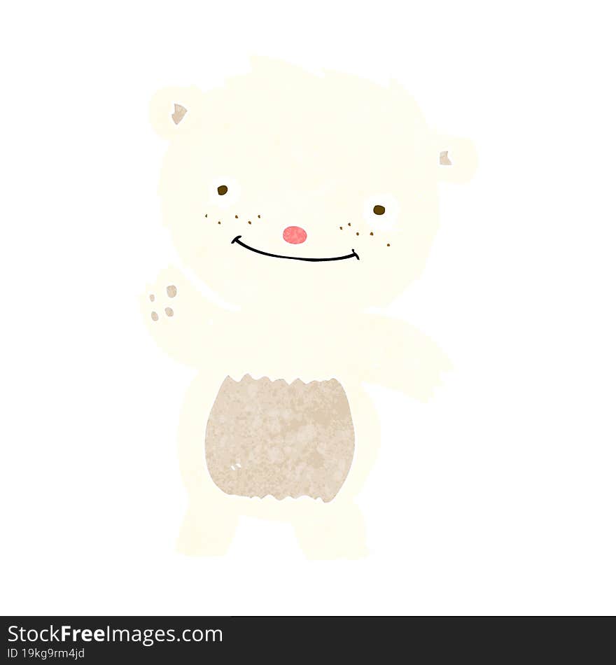 Cartoon Waving Polar Bear Cub