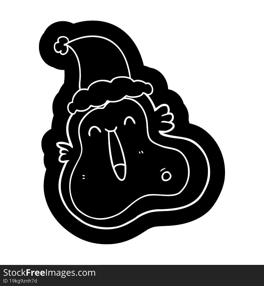 cartoon icon of a germ wearing santa hat