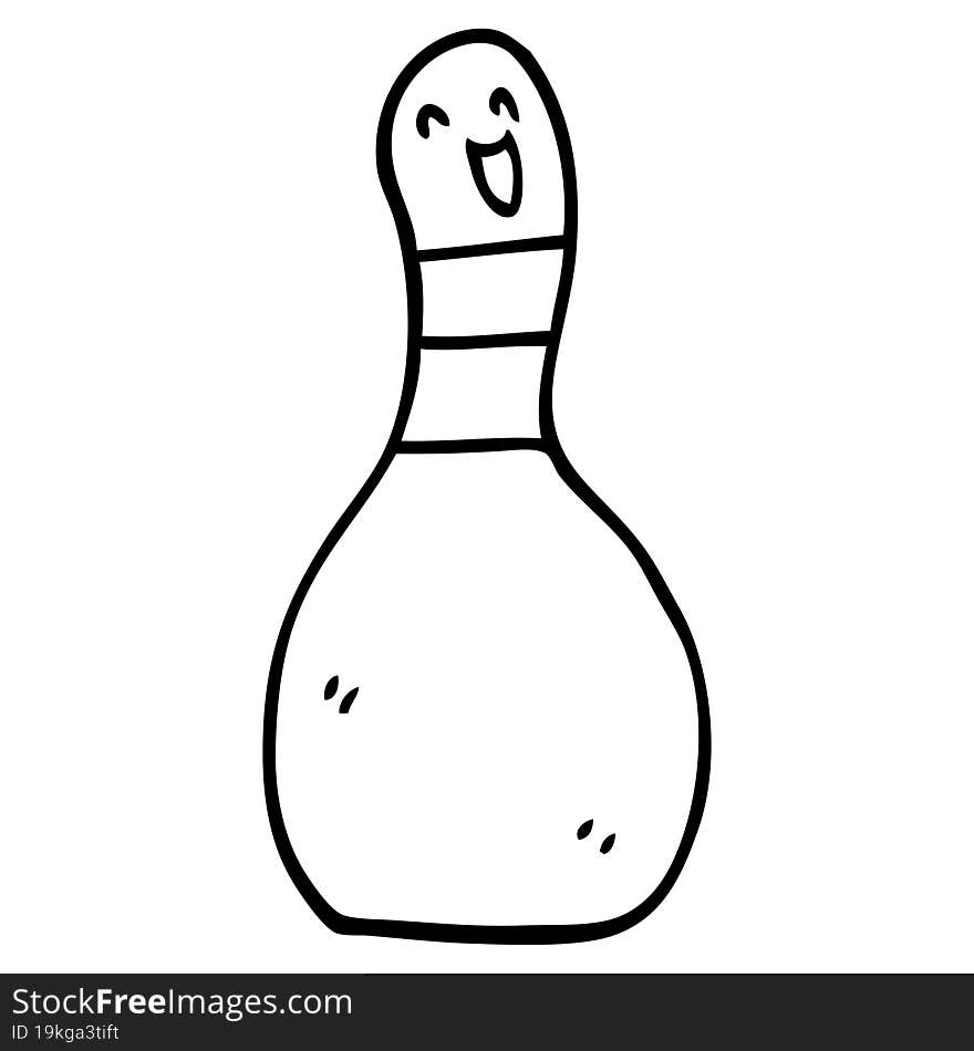 line drawing cartoon bowling pin