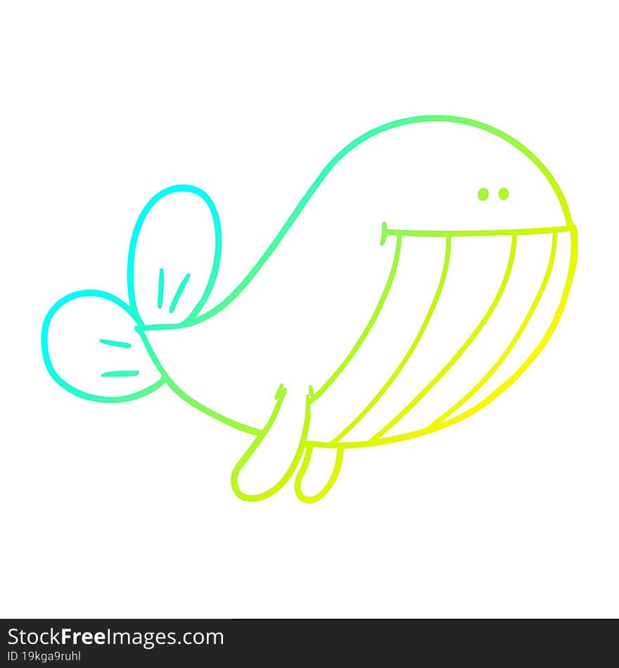 Cold Gradient Line Drawing Cartoon Whale