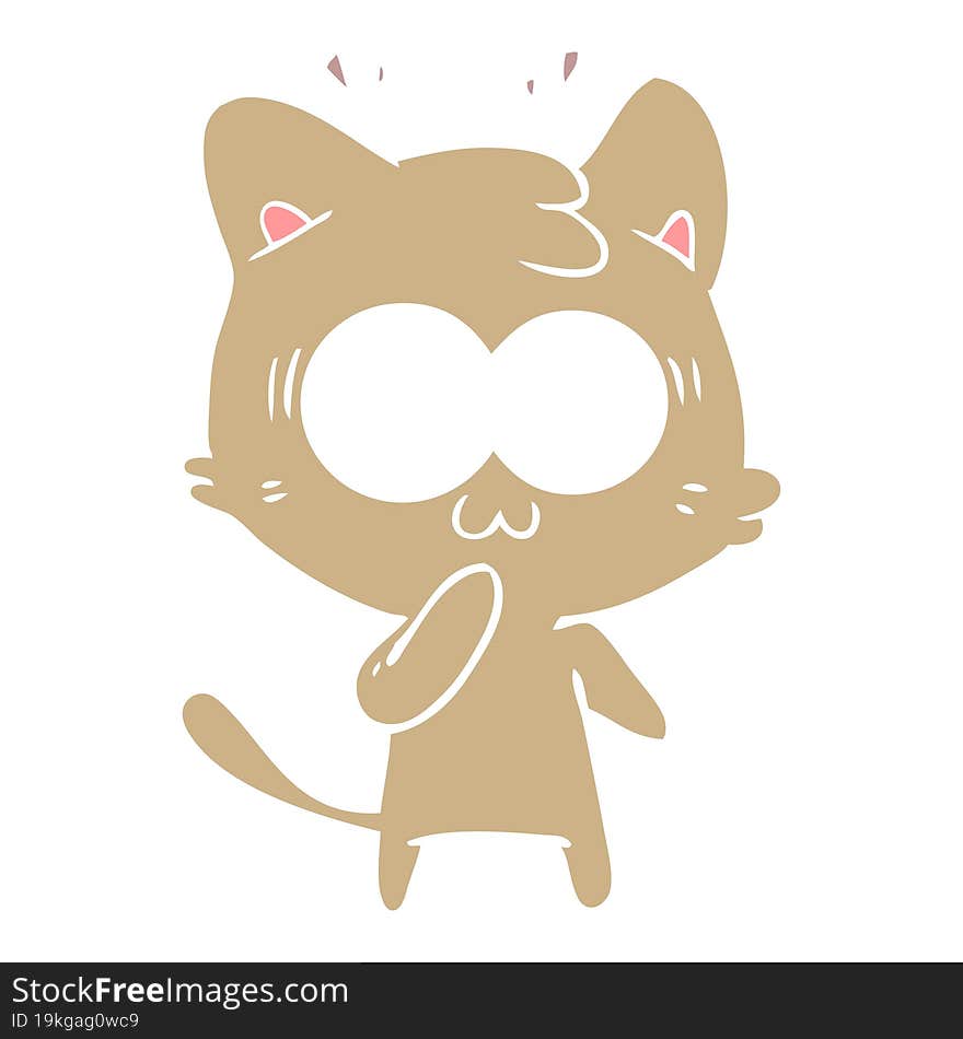 flat color style cartoon surprised cat