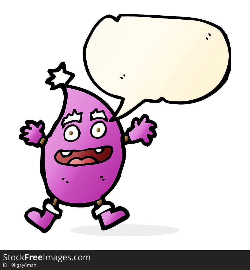 cartoon funny creature with speech bubble