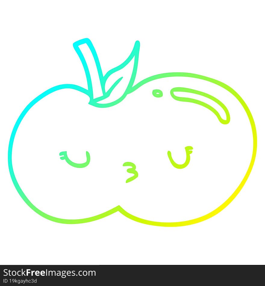 cold gradient line drawing cartoon cute apple