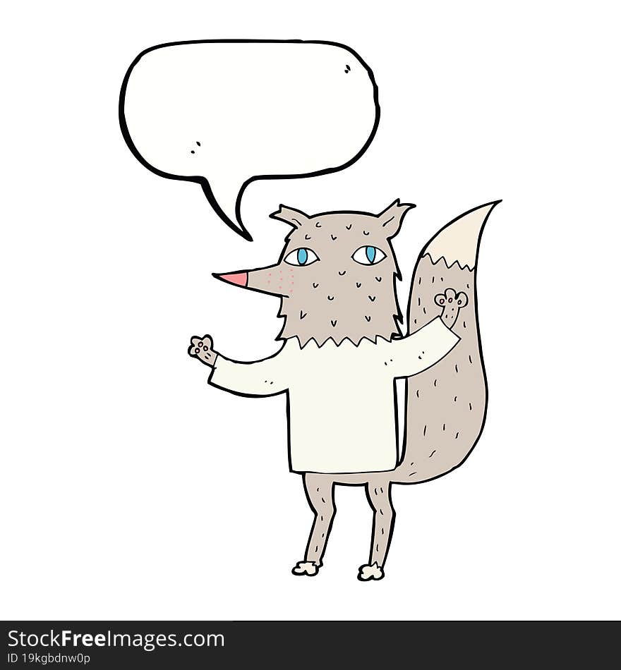 cartoon wolf with speech bubble