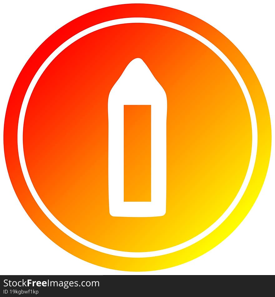 simple pencil circular icon with warm gradient finish. simple pencil circular icon with warm gradient finish