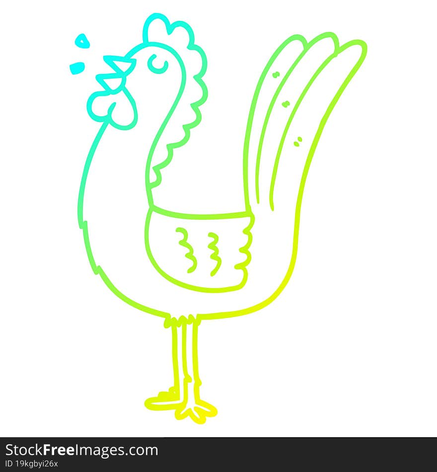 cold gradient line drawing of a cartoon rooster