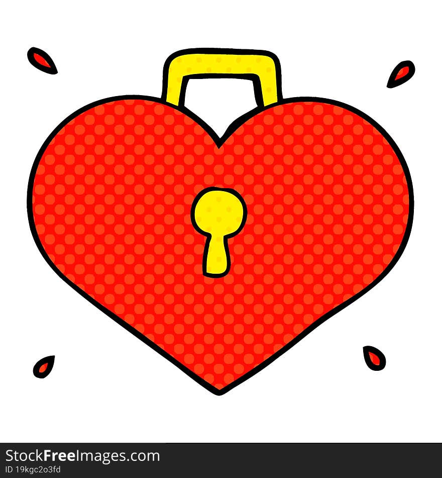 cartoon love heart with lock. cartoon love heart with lock